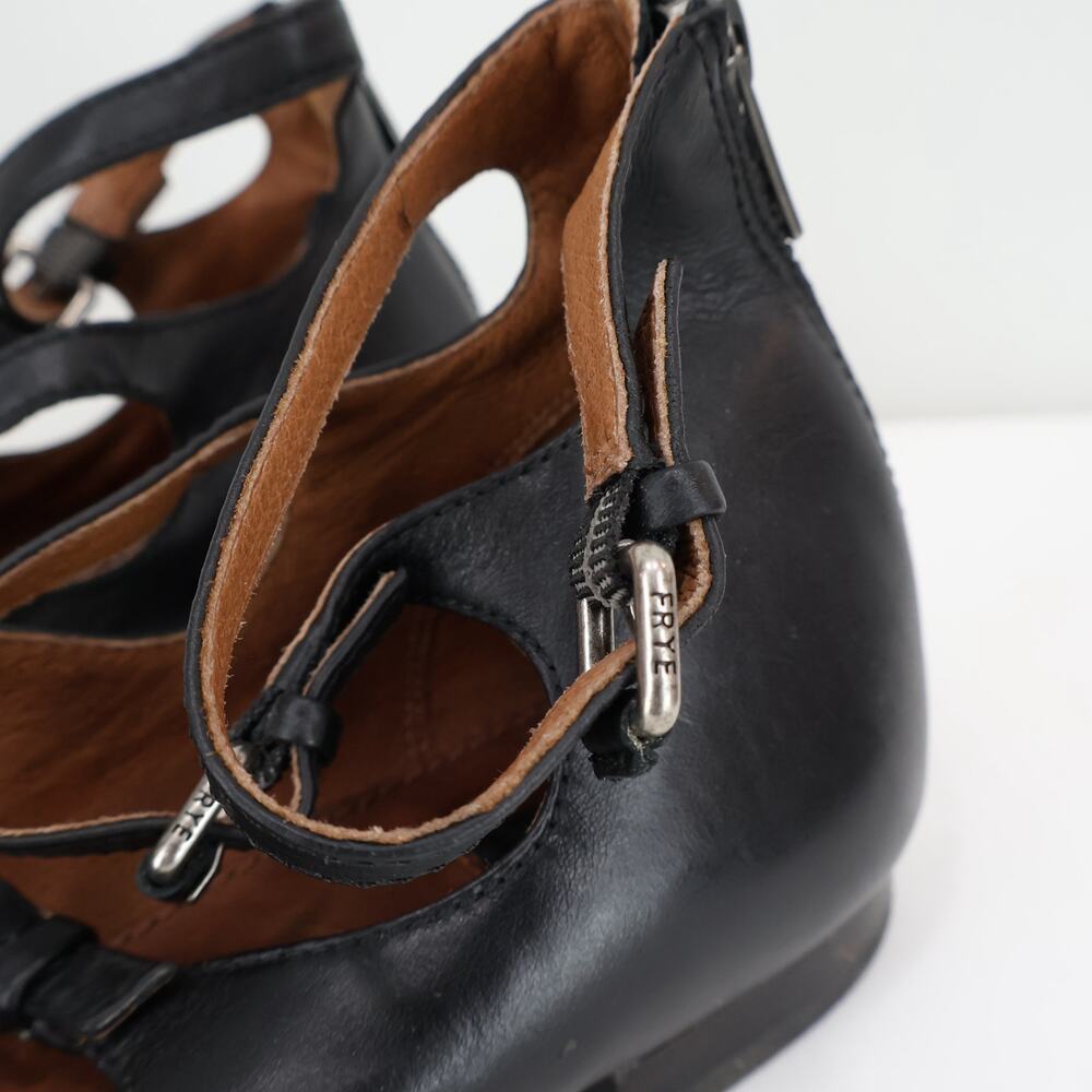 Frye Sienna Buckle Ballet Leather Black Flats Size 9 - Picture 9 of 10